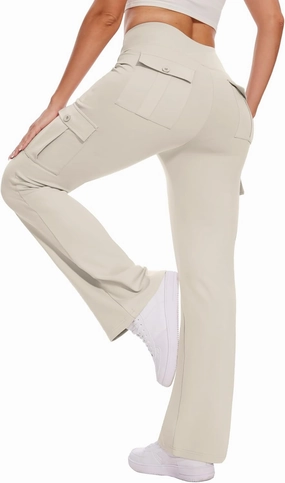 Flare Leggings for Women Yoga Pants with Cargo Pockets High Waist Work Casual Travel Bootcut Leggings