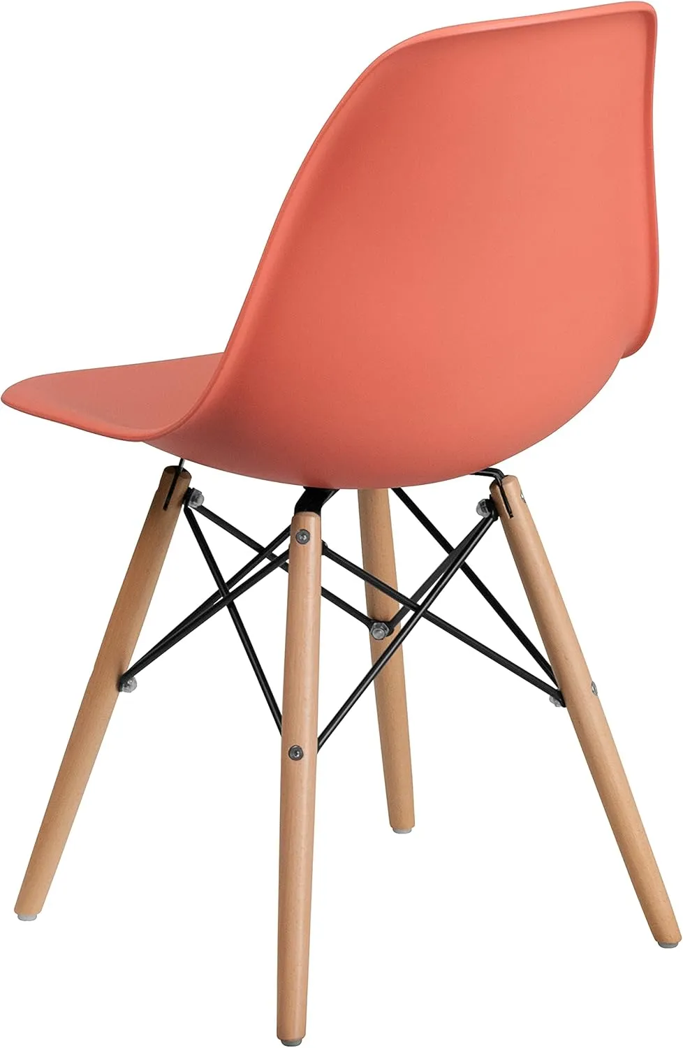 Flash Furniture 2 Pk. Elon Series Peach Plastic Chair with Wooden Legs for Versatile Kitchen, Dining Room, Living Room, Library or Desk Use