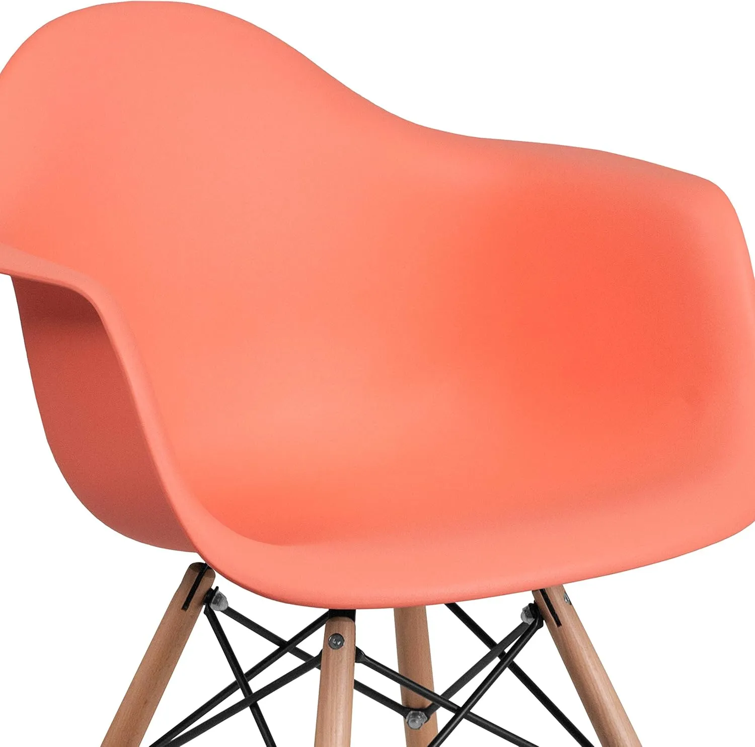 Flash Furniture Alonza Series Peach Plastic Chair with Wooden Legs