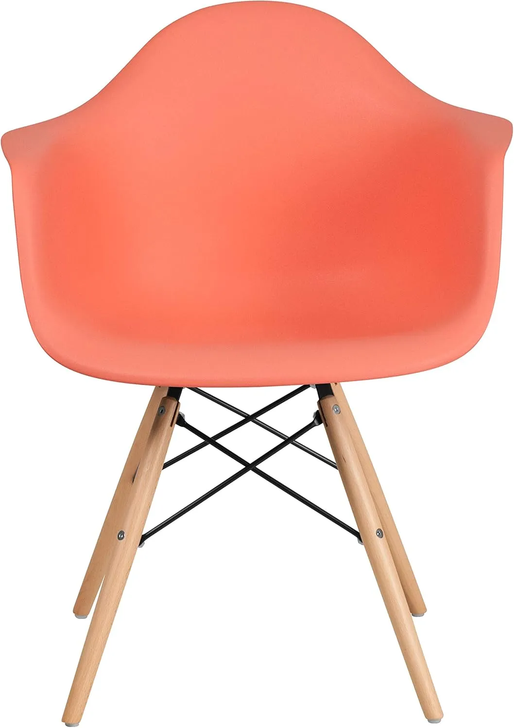 Flash Furniture Alonza Series Peach Plastic Chair with Wooden Legs
