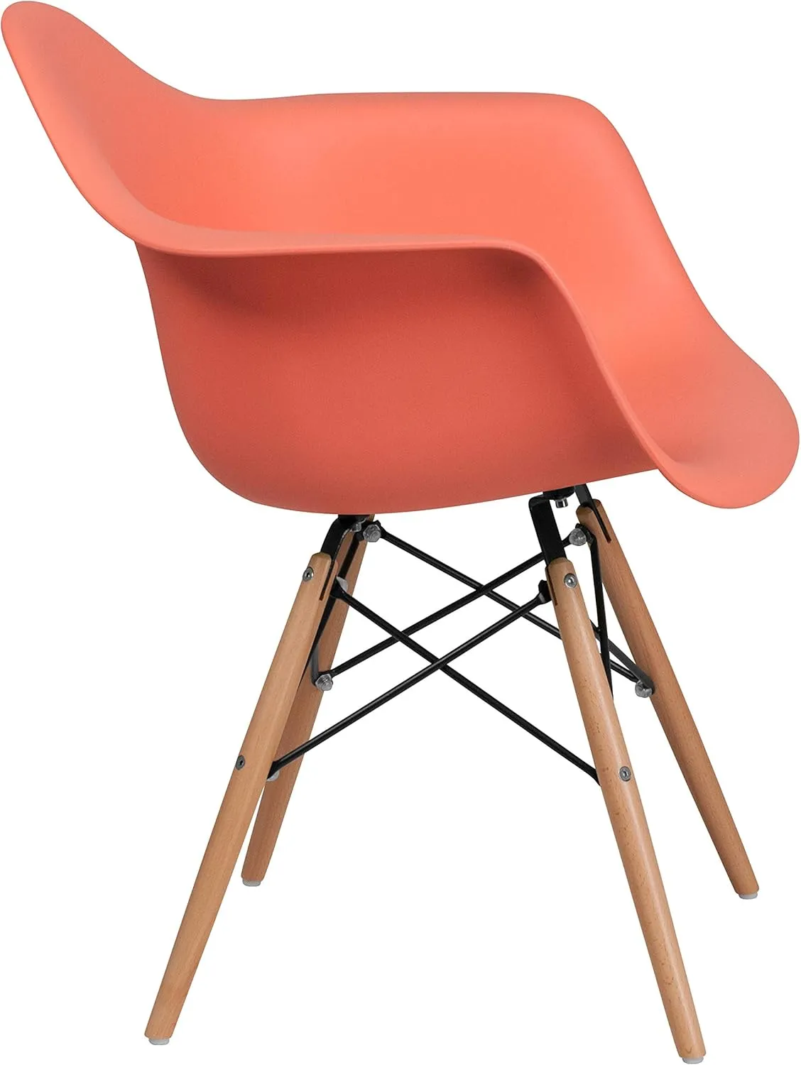 Flash Furniture Alonza Series Peach Plastic Chair with Wooden Legs