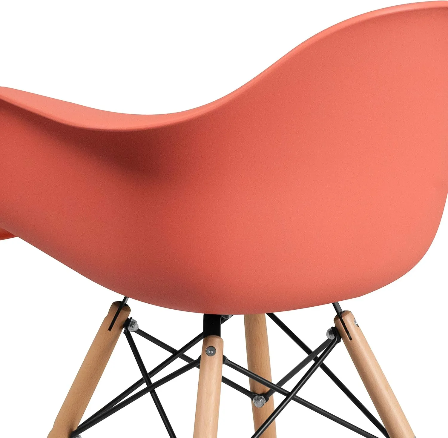 Flash Furniture Alonza Series Peach Plastic Chair with Wooden Legs