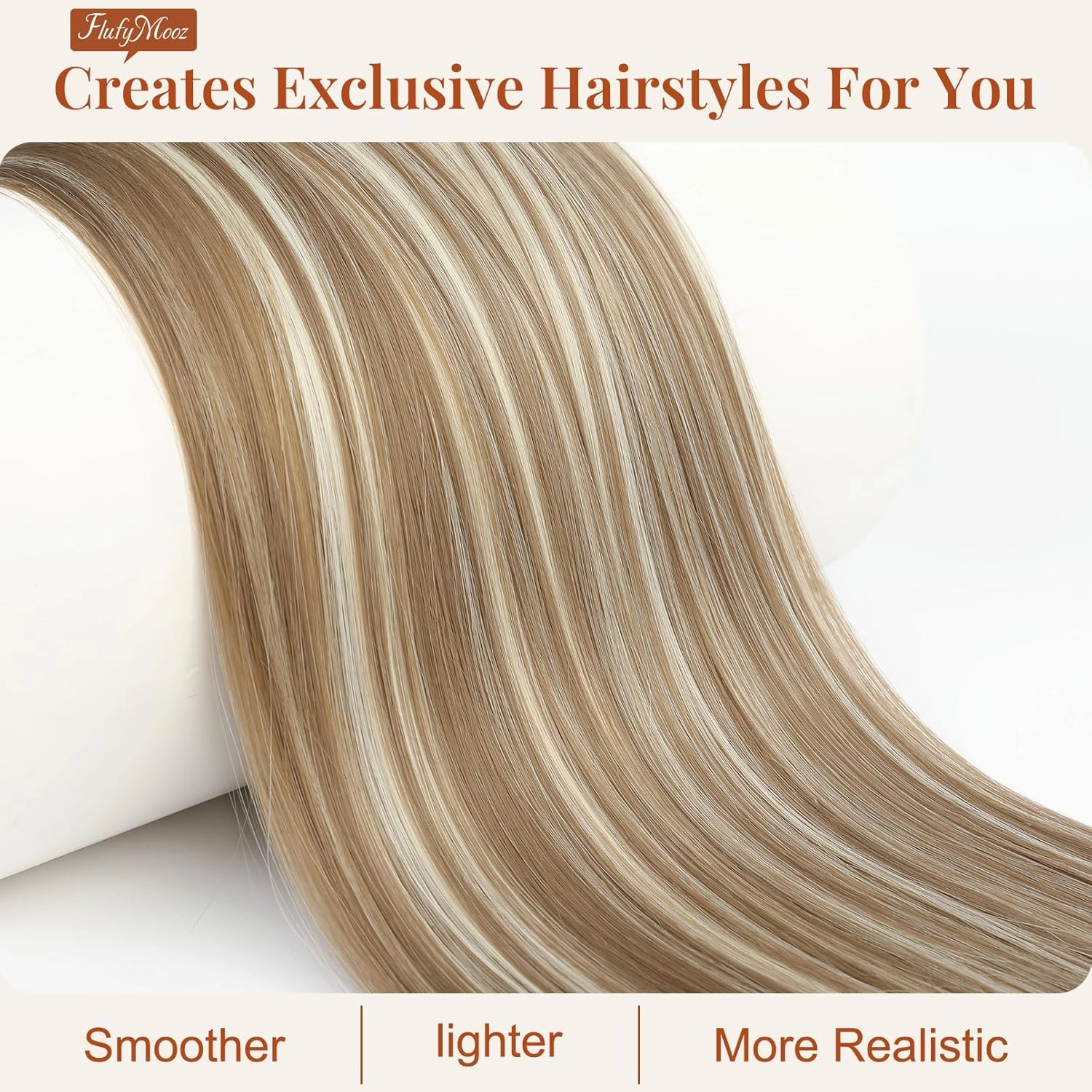 Flufymooz ponytail extension, 26 Inch Long Straight Drawstring Ponytail Synthetic Hairpieces Fake Pony Tails Natural Soft Clip in Hair Extension Pony Tail for Women (Ash Brown with Blonde Highlights)
