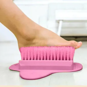 Foot Scrubber in Shower with Suction Cups, Lazy Foot Scrubbing Brush, Reusable Portable Foot Clean Massaging Tool for Men and Women Home, Travel Showering Exfoliating (Pink)