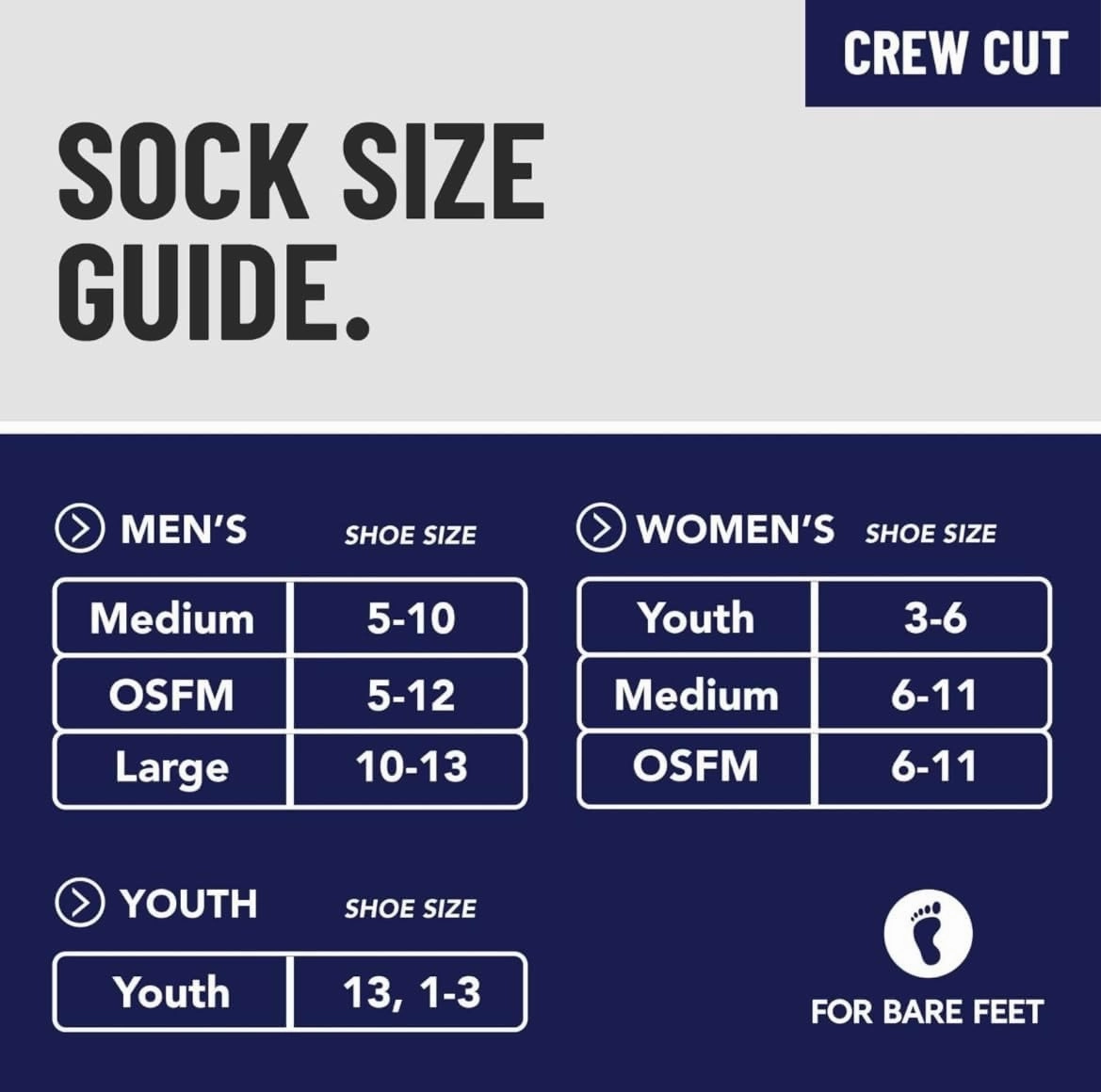 For Bare Feet MVP Crew Sock NHL Large