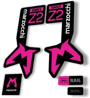Fork Replacement Decal Sticker Compatibale for Marzocchi Bomber Z2 2025 Series Pink (Matte)