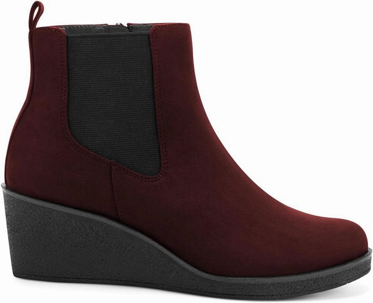 FOWT Women’s Classic Wedge Chelsea Boots Round Toe Ankle Booties Mid Heels Light Platform Short Bootie Suede Upper Side Zipper Winter Fall Warm Work Daily Shoes Size 4-16 US
