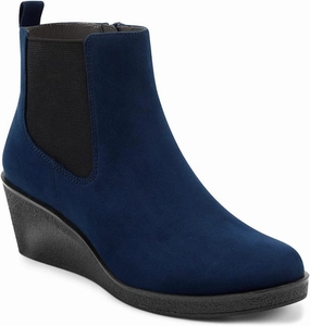 FOWT Women’s Classic Wedge Chelsea Boots Round Toe Ankle Booties Mid Heels Light Platform Short Bootie Suede Upper Side Zipper Winter Fall Warm Work Daily Shoes Size 4-16 US