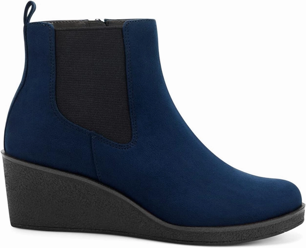 FOWT Women’s Classic Wedge Chelsea Boots Round Toe Ankle Booties Mid Heels Light Platform Short Bootie Suede Upper Side Zipper Winter Fall Warm Work Daily Shoes Size 4-16 US