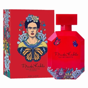 Frida Kahlo Red Eau de Toilette Spray for Women – Warm Floral Scent with Rose, Grapefruit, Jasmine, Vanilla & Cedarwood – Made in USA – Long-Lasting Perfume – 3.4 oz Lacquered Bottle