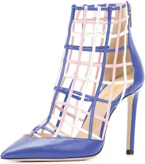 FSJ Women's Sexy Caged Cutout Pointed Toe Ankle Boots Stiletto High Heels Pumps Party Shoes 4-15 US