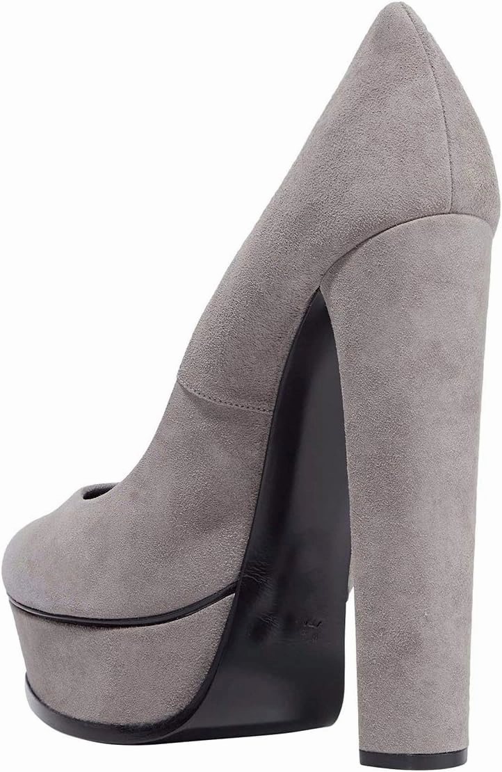 FSJ Women Classic Chunky High Heels Pumps Platform Closed Toe Sexy Slip On Ladies Shoes Size 4-15 US