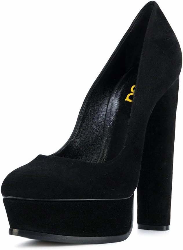 FSJ Women Classic Chunky High Heels Pumps Platform Closed Toe Sexy Slip On Ladies Shoes Size 4-15 US