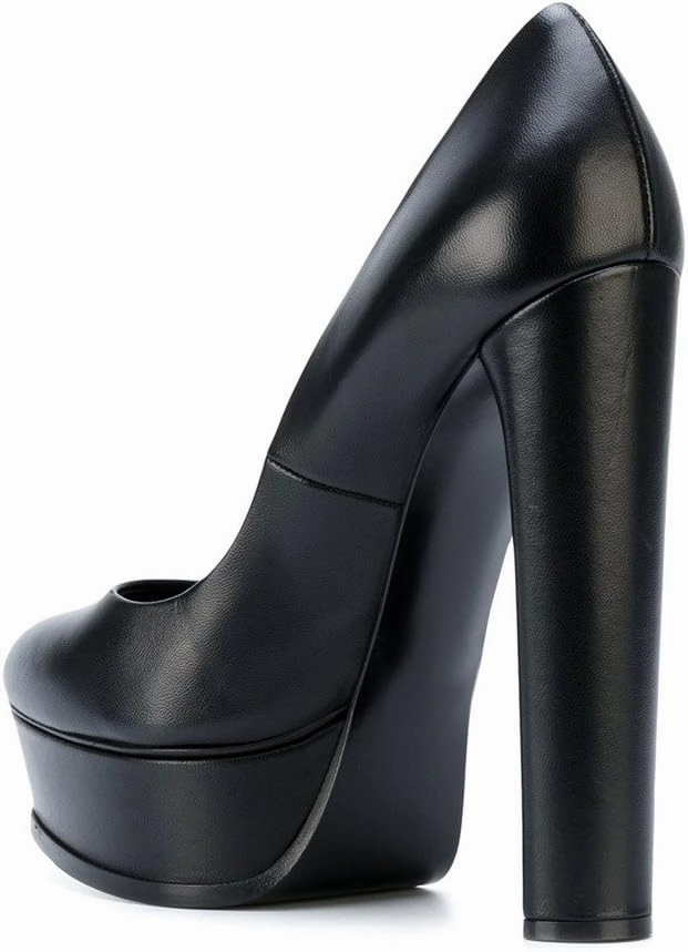 FSJ Women Classic Chunky High Heels Pumps Platform Closed Toe Sexy Slip On Ladies Shoes Size 4-15 US