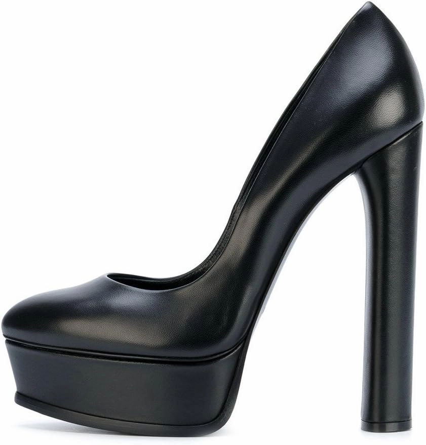 FSJ Women Classic Chunky High Heels Pumps Platform Closed Toe Sexy Slip On Ladies Shoes Size 4-15 US