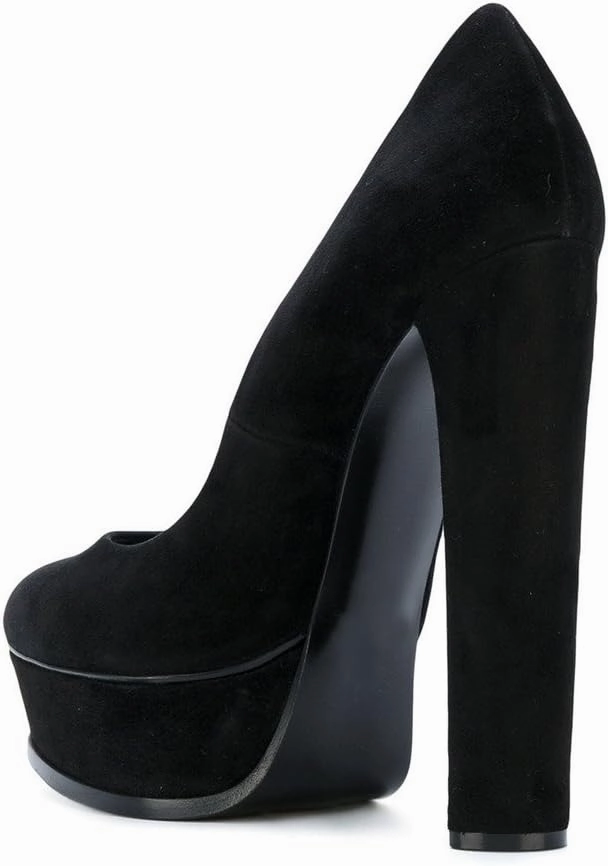 FSJ Women Classic Chunky High Heels Pumps Platform Closed Toe Sexy Slip On Ladies Shoes Size 4-15 US