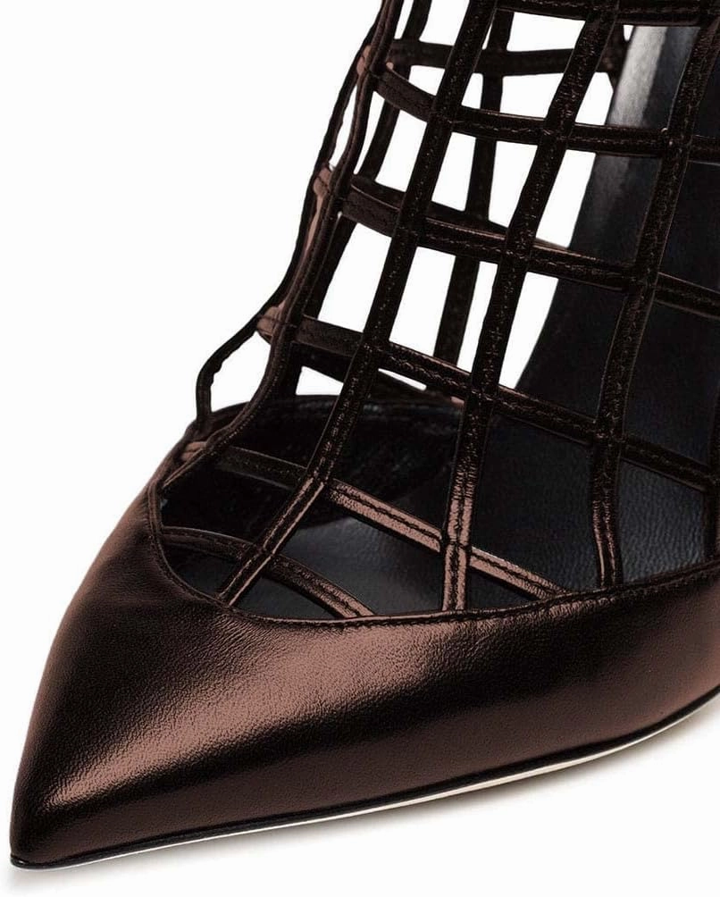 FSJ Women's Sexy Caged Cutout Pointed Toe Ankle Boots Stiletto High Heels Pumps Party Shoes 4-15 US