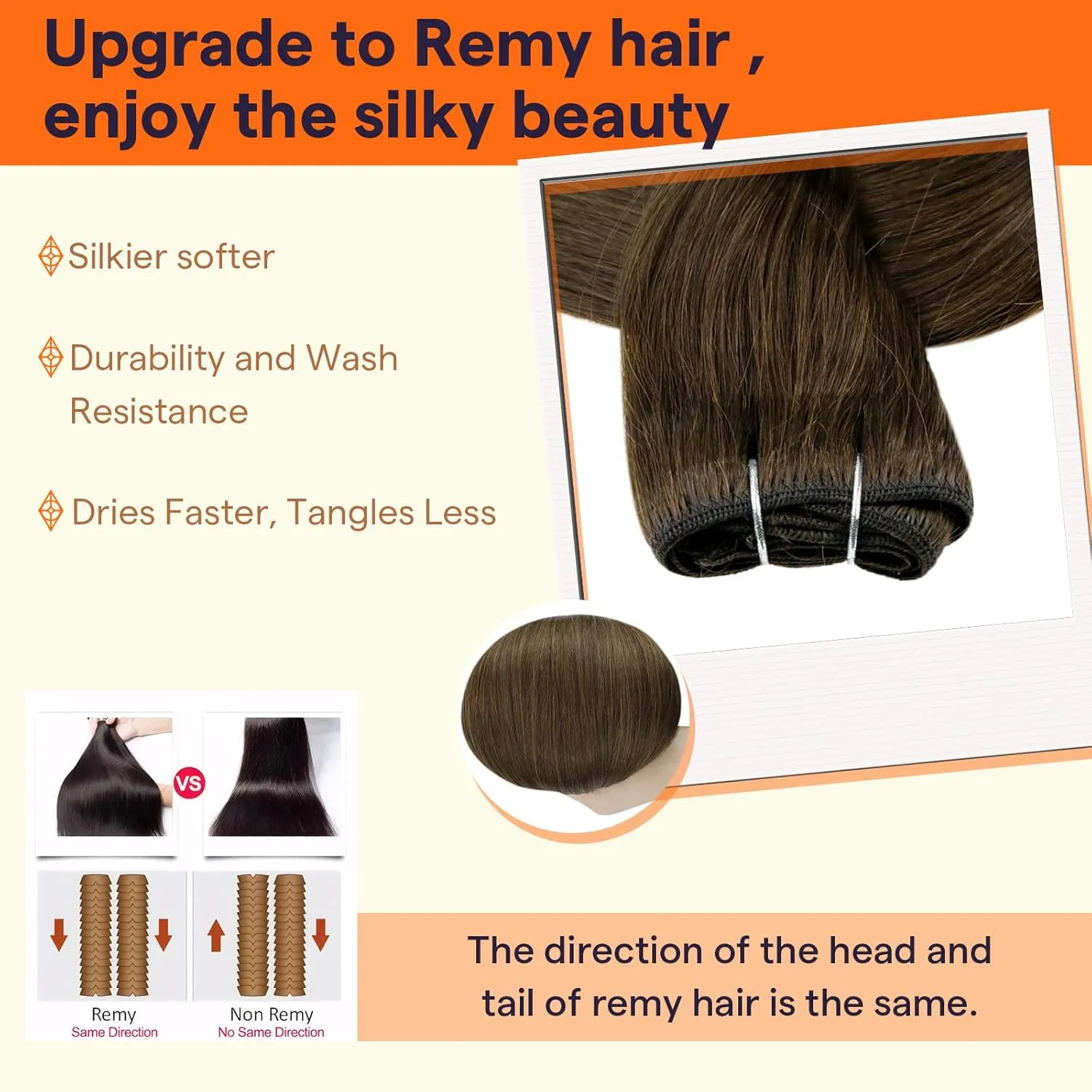 Full Shine 22 Inch Human Hair Weft Extensions Sew In Hair Extensions Real Hair For Thick Hair Color Medium Brown Hair Weft Straight Human Hair Bundels Double Weft Extensions 105G