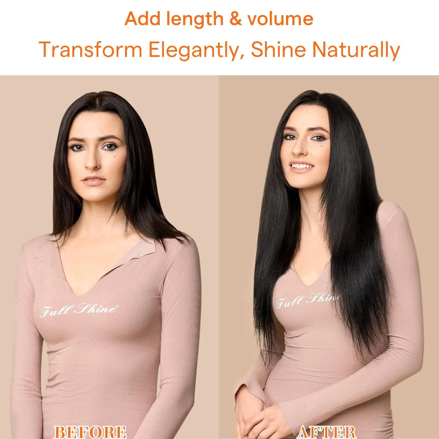 Full Shine Natural Black Weft Hair Extensions Human Hair Full Head Sew in Human Hair Extensions Black Weft Human Hair Bundles Sew in Extensions Black For Women 18inch 105g