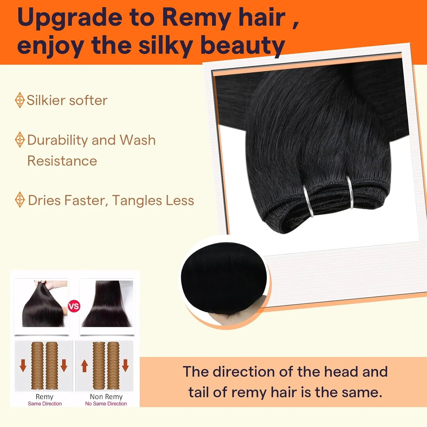Full Shine Sew In Hair Extensions Real Human Hair Black Weft Hair Extensions Human Hair Sew In Extensions Double Weft Color Jet Black Human Hair Bundles 22Inch 105G