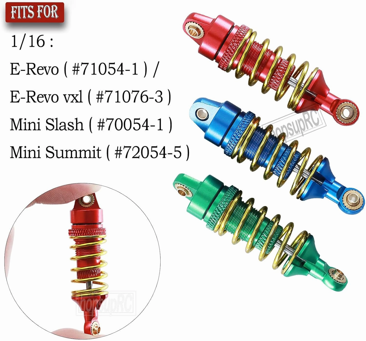 Full Aluminum Big Bore RC Shocks Absorber Damper Upgrades Part for 1/16E-Revo/Mini Slash/Mini Summit,Front Rear Assembled Full Metal Shocks,4PCS Red