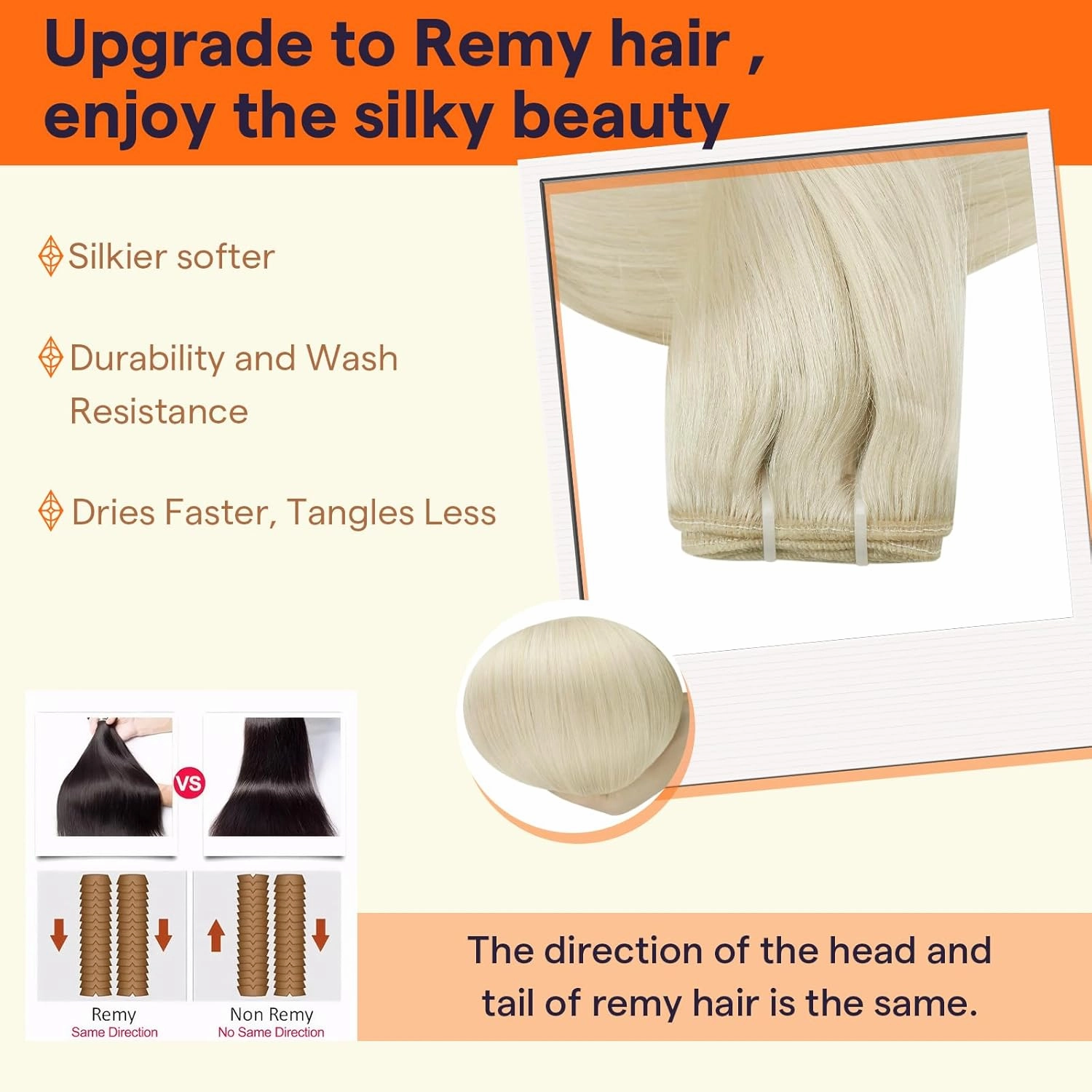 Full Shine 18 Inch Weft Hair Extensions Human Hair Sew In Hair Extensions Color White Blonde Straight Remy Hair Extensions Sew In Human Hair Extensions Straight Hair Extensions For Women 105G