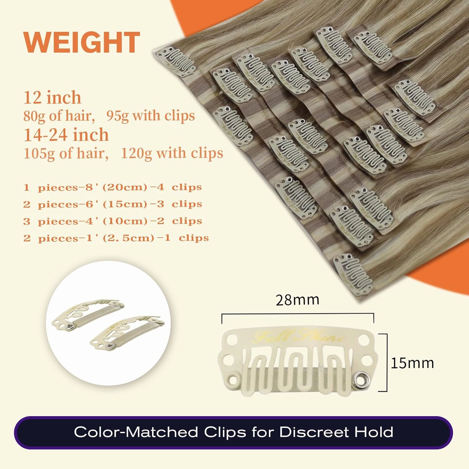Full Shine Clip in Blonde Hair Extensions Highlights Human Hair Golden Blonde Mix 22 Blonde Real Remy Hair Clip in Extensions Invisible Hairpiece for Women 8Pcs/120Grams 22 Inch Pu Clip ins