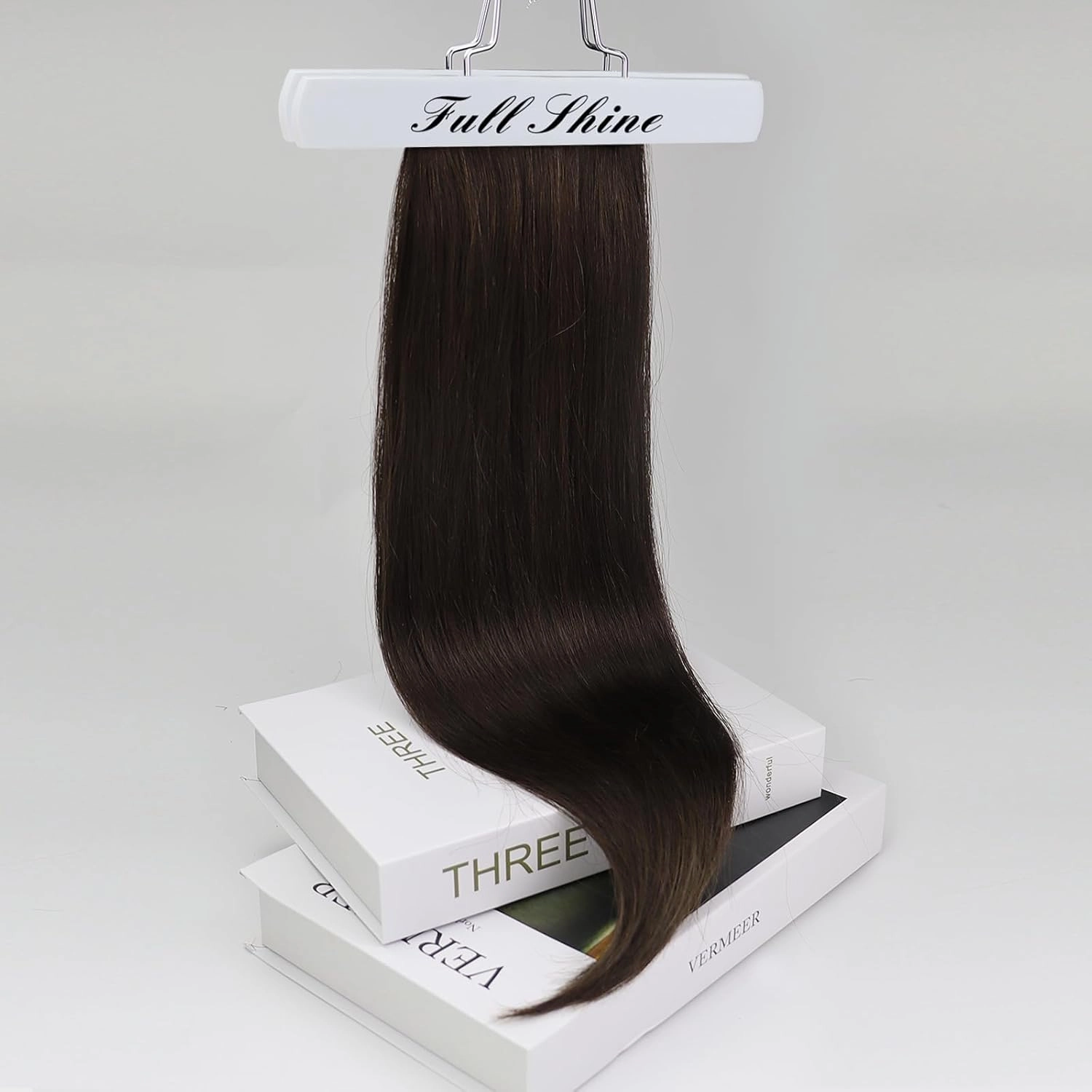 Full Shine Clip in Hair Extensions 10 Inch Human Hair Clip in Extensions Dark Brown Real Hair Clip in Extensions Double Weft Natural Hair Clip in Hair Soft Straight 3Pcs For Short Hair 60 Grams