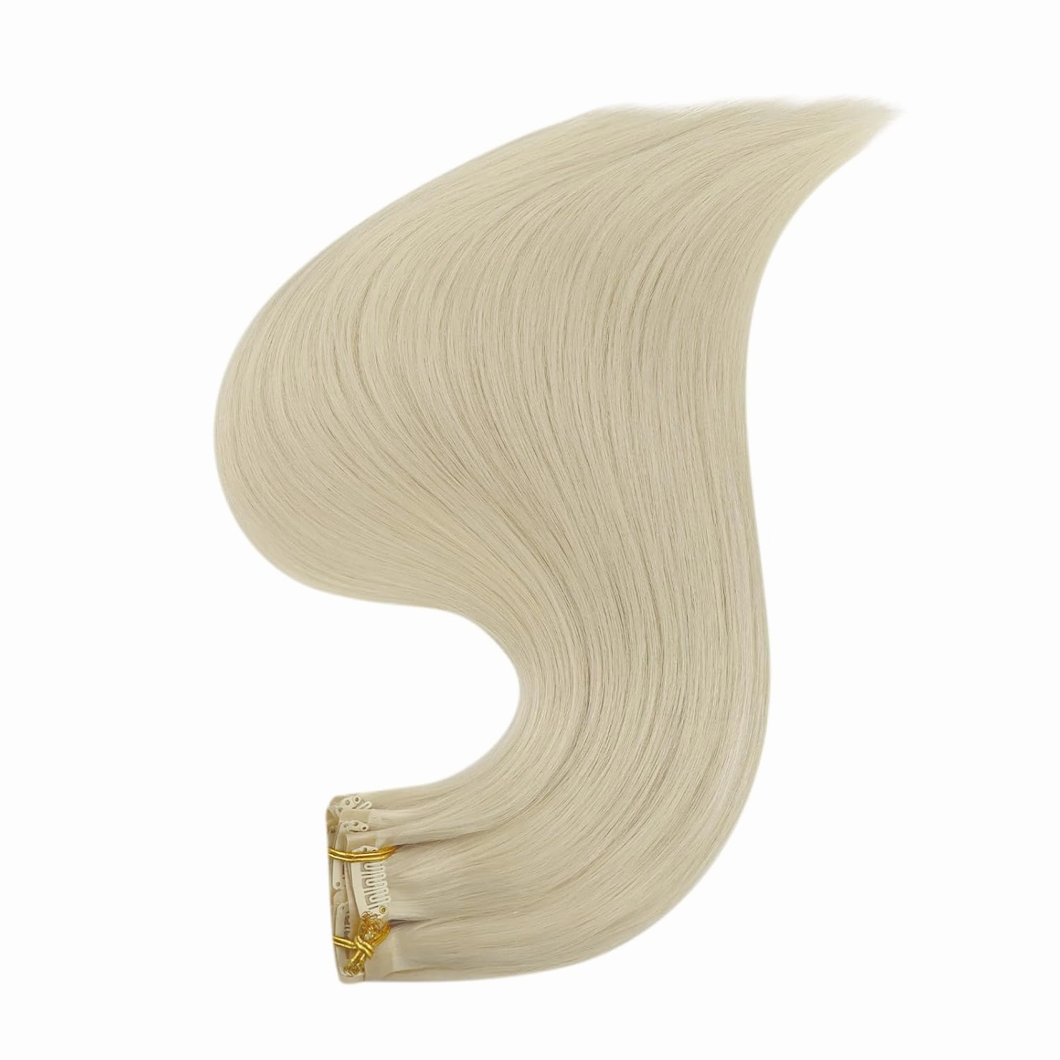 Full Shine Seamless Clip in Hair Extensions Human Hair Blonde 24 Inch Clip in Human Hair Extensions Remy Hair Soft Straight Platinum Blonde Hair Extension Real Human Hair with PU Weft 8 PCS 120 G