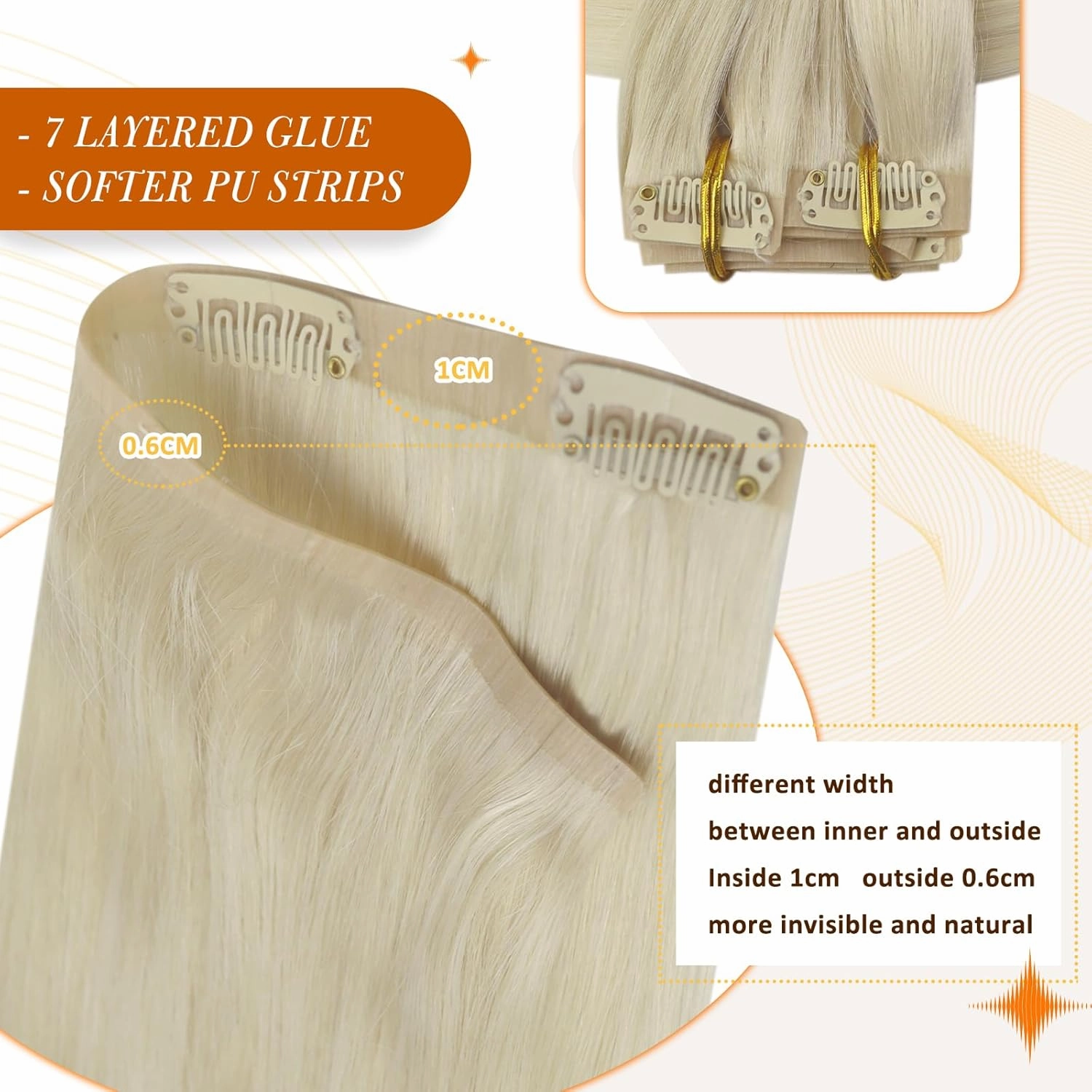 Full Shine Seamless Clip in Hair Extensions Human Hair Blonde 24 Inch Clip in Human Hair Extensions Remy Hair Soft Straight Platinum Blonde Hair Extension Real Human Hair with PU Weft 8 PCS 120 G