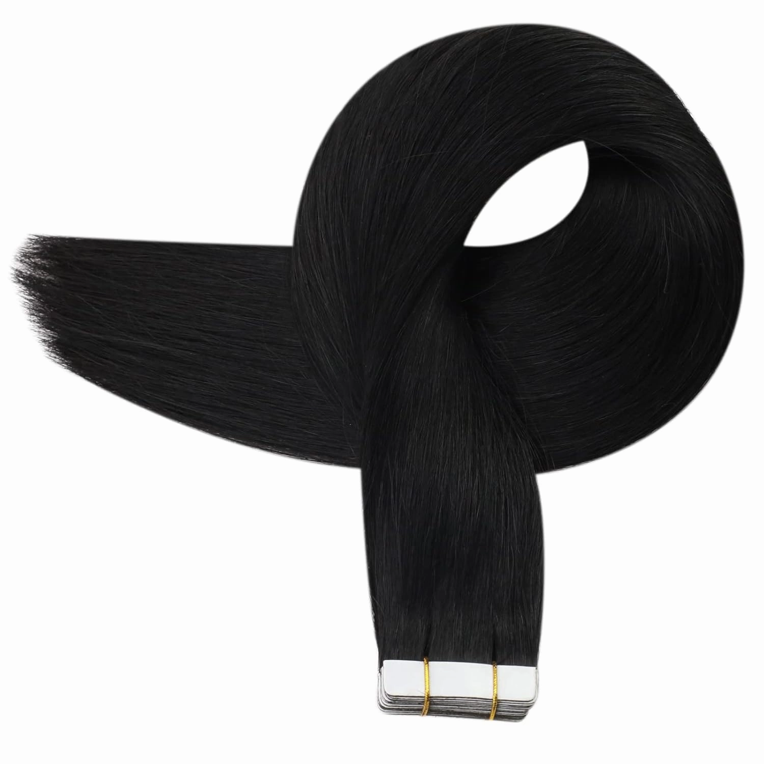 Full Shine Tape in Extensions Color 1 Jet Black Invisible Straight Remy Hair 12 Inch 30g Natural Soft and Silky Hair Extensions Real Human Hair Tape in 20PCS for Women Add Volume