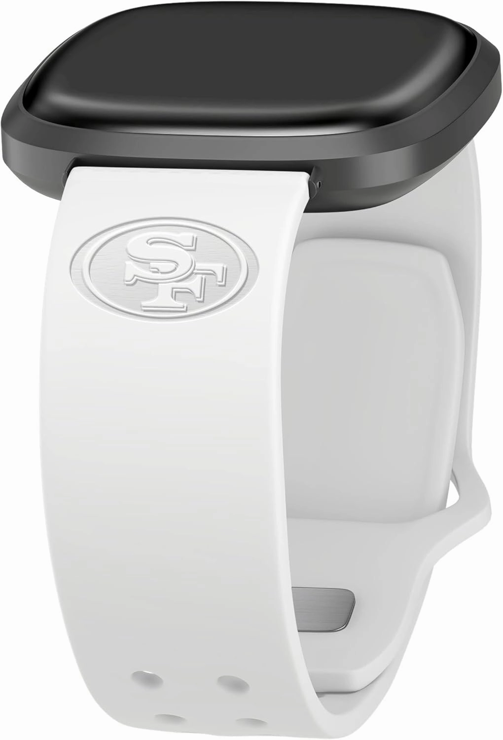 Game Time San Francisco 49ers Engraved Silicone Sport Watch Band Compatible with Fitbit Versa 3 and Sense Crimson