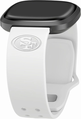 Game Time San Francisco 49ers Engraved Silicone Sport Watch Band Compatible with Fitbit Versa 3 and Sense Crimson