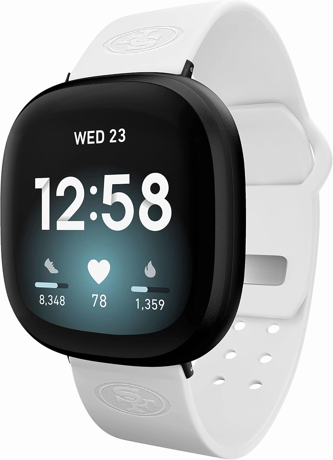 Game Time San Francisco 49ers Engraved Silicone Sport Watch Band Compatible with Fitbit Versa 3 and Sense Crimson