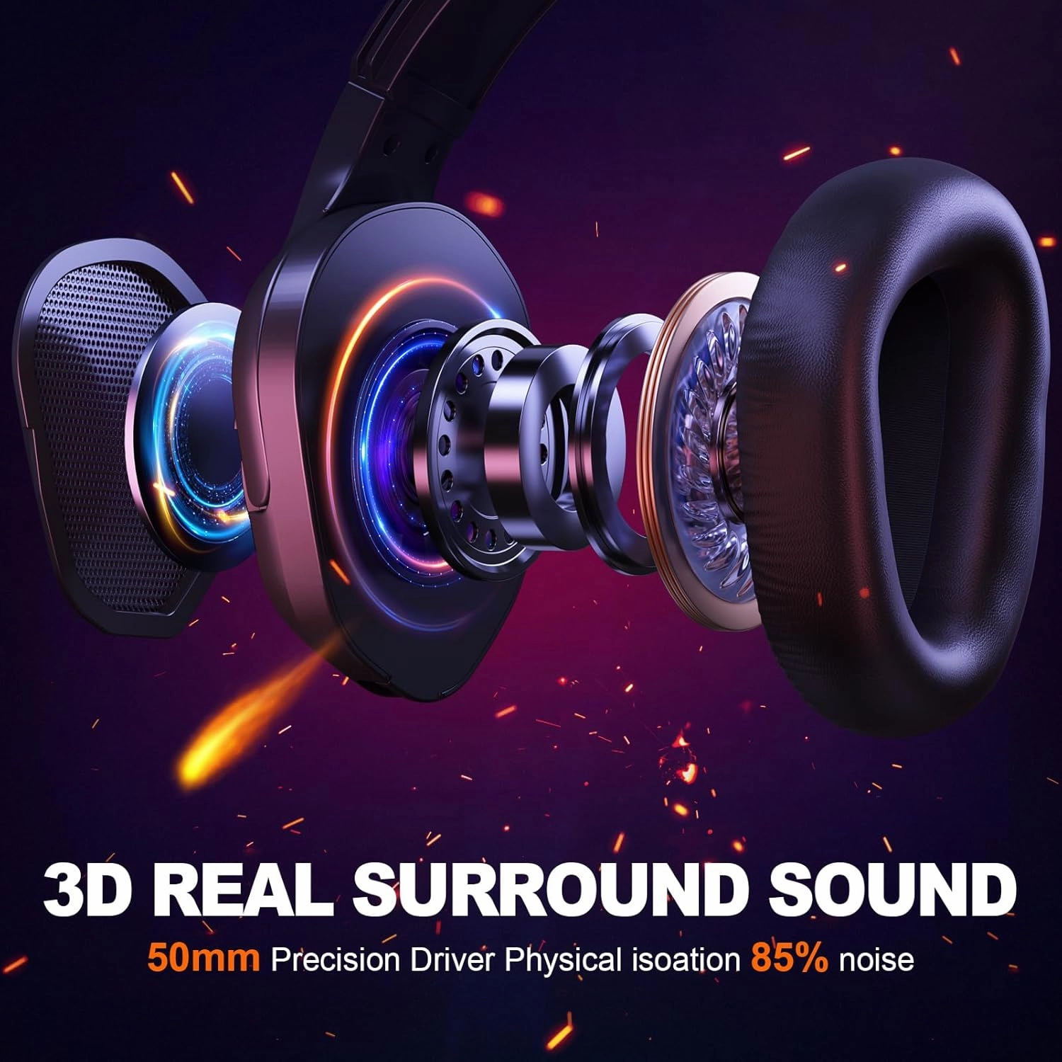 Gaming Headset for PS4, PS5, PC, Mac, Xbox Series X, Noise Canceling Headphones with Microphone, PG2 Computer Headset with 3.5mm Jack & RGB Light Black