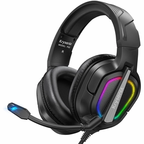 Gaming Headset for PS4, PS5, PC, Mac, Xbox Series X, Noise Canceling Headphones with Microphone, PG2 Computer Headset with 3.5mm Jack & RGB Light Black