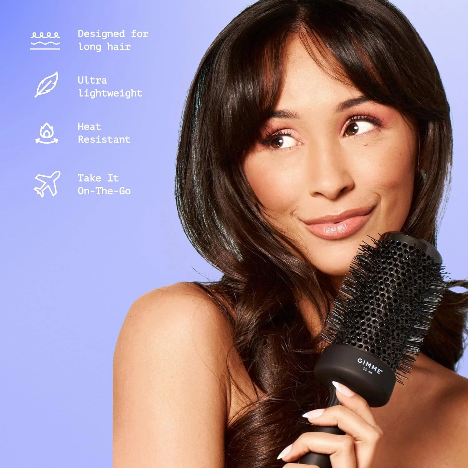 Gimme Beauty Large Round Brush - Thermal Blow Out Brush for Drying & Curling - Designed with a Barrel Vent & Heat-Resistant Bristles For Maximum Volume & Shine - Textured Handle for Easier Styling
