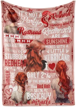 Ginger Redheads Gifts Blanket for Women Females, Gifts for Redheads Woman, 50" x 65" Throw Blanket - Birthday for Red Hair Girls - Red
