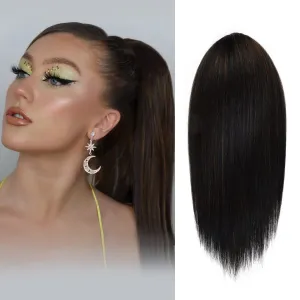 GLAM21USA Straight 18 Inch Long Drawstring Ponytail Extension for Black Women Natural Clip in Hair Extension Fake Ponytail Synthetic Hair Piece (18 Inch, FS1B/30)