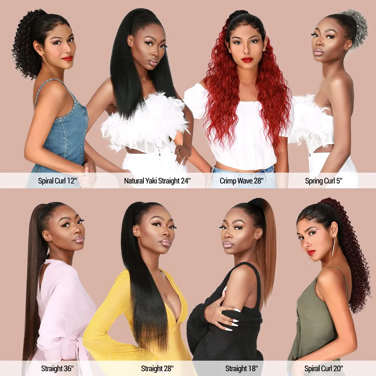 GLAM21USA Straight 18 Inch Long Drawstring Ponytail Extension for Black Women Natural Clip in Hair Extension Fake Ponytail Synthetic Hair Piece (18 Inch, OT1B/27/30)