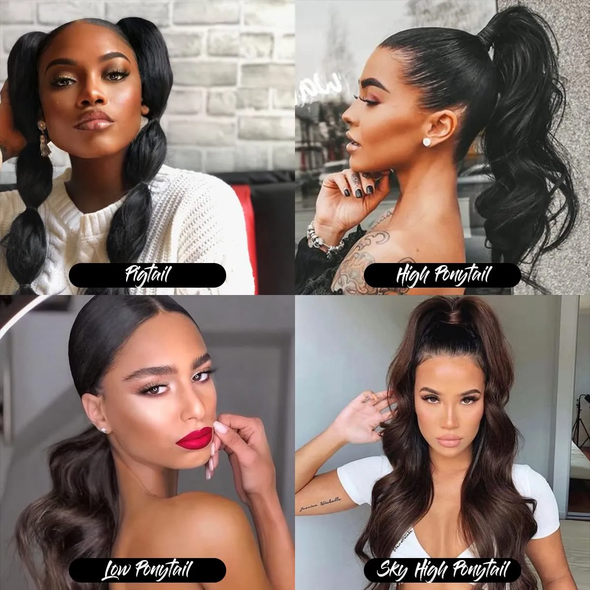 GLAM21USA Straight 18 Inch Long Drawstring Ponytail Extension for Black Women Natural Clip in Hair Extension Fake Ponytail Synthetic Hair Piece (18 Inch, OT1B/27/30)