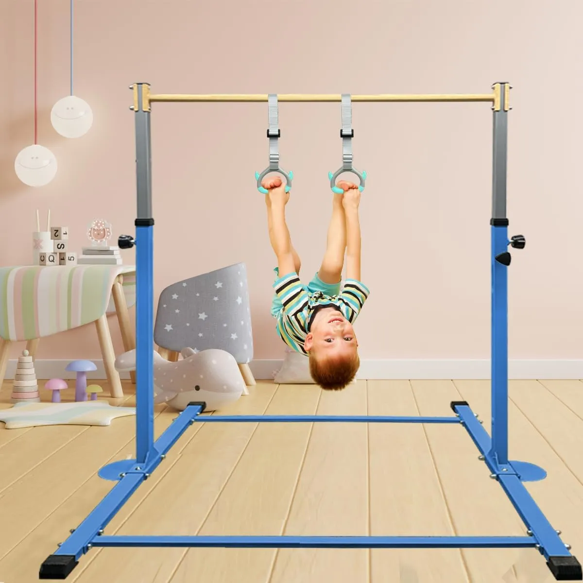 GLANT Gymnastic Kip Bar,Horizontal Bar for Kids Girls Junior,3' to 5' Adjustable Height,Home Gym Equipment,Ideal for Indoor and Home Training,1-4 Levels,300lbs Weight Capacity