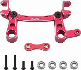 GLOBACT Aluminum Alloy Steering Bellcrank and Steering Link Steering Parts Set with Ball Bearing Upgrade Parts for 1/8 Arrma Mojave 4X4 4S BLX Replaces ARA340200 (Red)