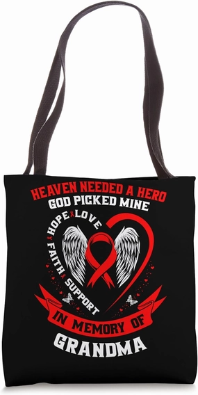 Go Red In Memory of Grandma Heart Disease Awareness Graphic Tote Bag