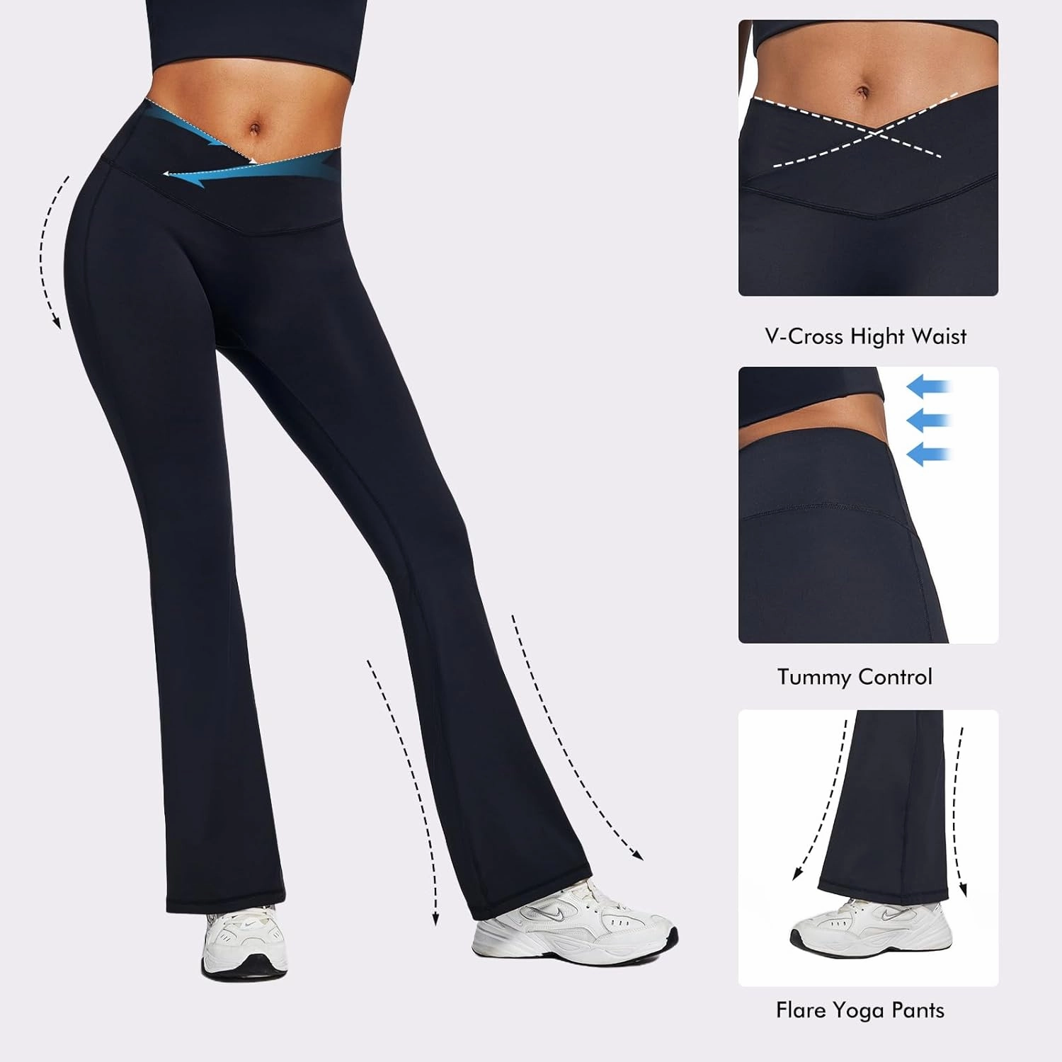 GPY Women’s Bootcut Yoga Pants - Flare Leggings for Women High Waisted Active Leggings Workout Lounge Jazz Dress Pants Black