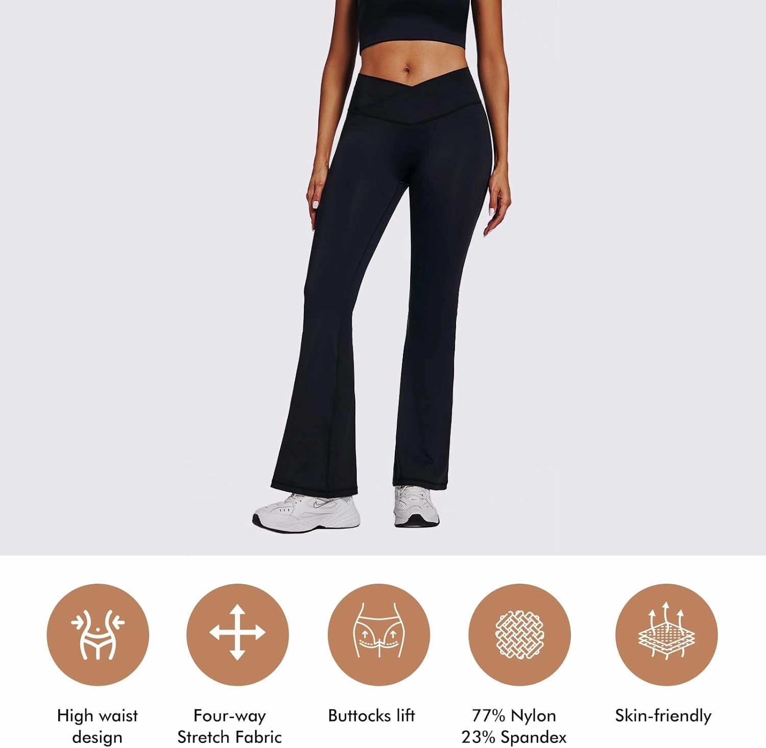GPY Women’s Bootcut Yoga Pants - Flare Leggings for Women High Waisted Active Leggings Workout Lounge Jazz Dress Pants Black