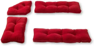 Greendale Home Fashions Hyatt Microfiber 4-Piece Kitchen Nook Cushion Set, Crimson