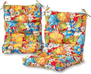 Greendale Home Fashions Outdoor 44 x 22-inch High Back Chair Cushion, Set of 2, Aloha Crimson 2 Count