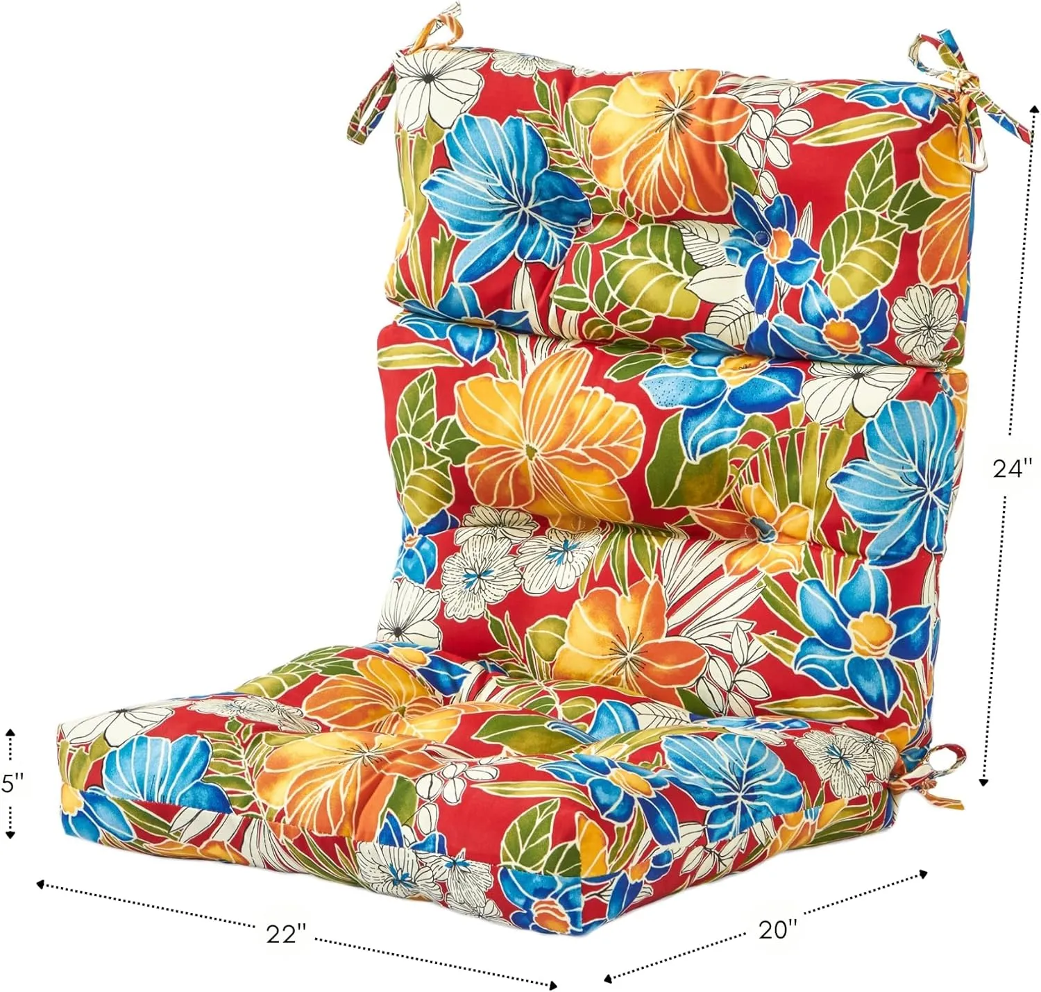 Greendale Home Fashions Outdoor 44 x 22-inch High Back Chair Cushion, Set of 2, Aloha Crimson 2 Count