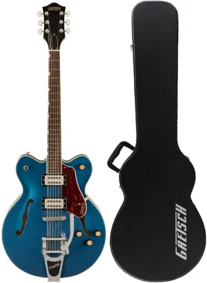 Gretsch G2622T Streamliner Center Block Double-Cut Guitar with Bigsby, Right-Handed (Dark Denim) Bundle with Protective Hardshell Case (2 Items)